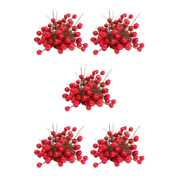 Billuyoard 100 piezas de espuma artificial rojo vivo bayas de acebo guirnalda para el hogar decoración navideña ramo fruta baya Type2 NO2