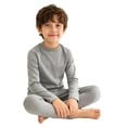 thumbnail image 3 of TiaoBug Kids Thermal Base Layer Set Boys Girls 2 Piece Thermal Long Sleeve Top with Tights Leggings Set Gray 150, 3 of 5