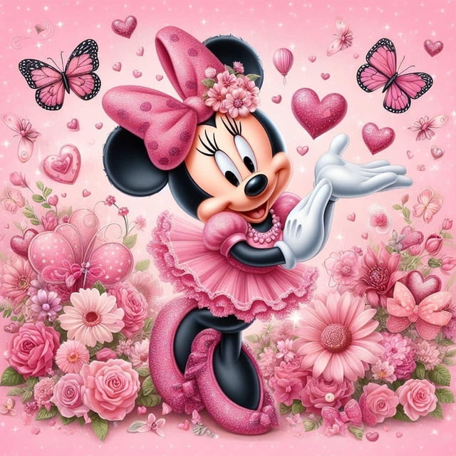 Cuadro Lleno de diamantes Serie Dibujos Animados Minnie 30*30 CM Wdftyju