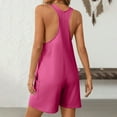 thumbnail image 6 of Amvlyk Jumpsuits for Women Summer Sleeveless Wide Shoulder Straps Short Rompers Comfortable Suspender Shorts Casual Solid Color Overalls Pants with Pockets for Trendy Beach Vacation Outfits, 6 of 9