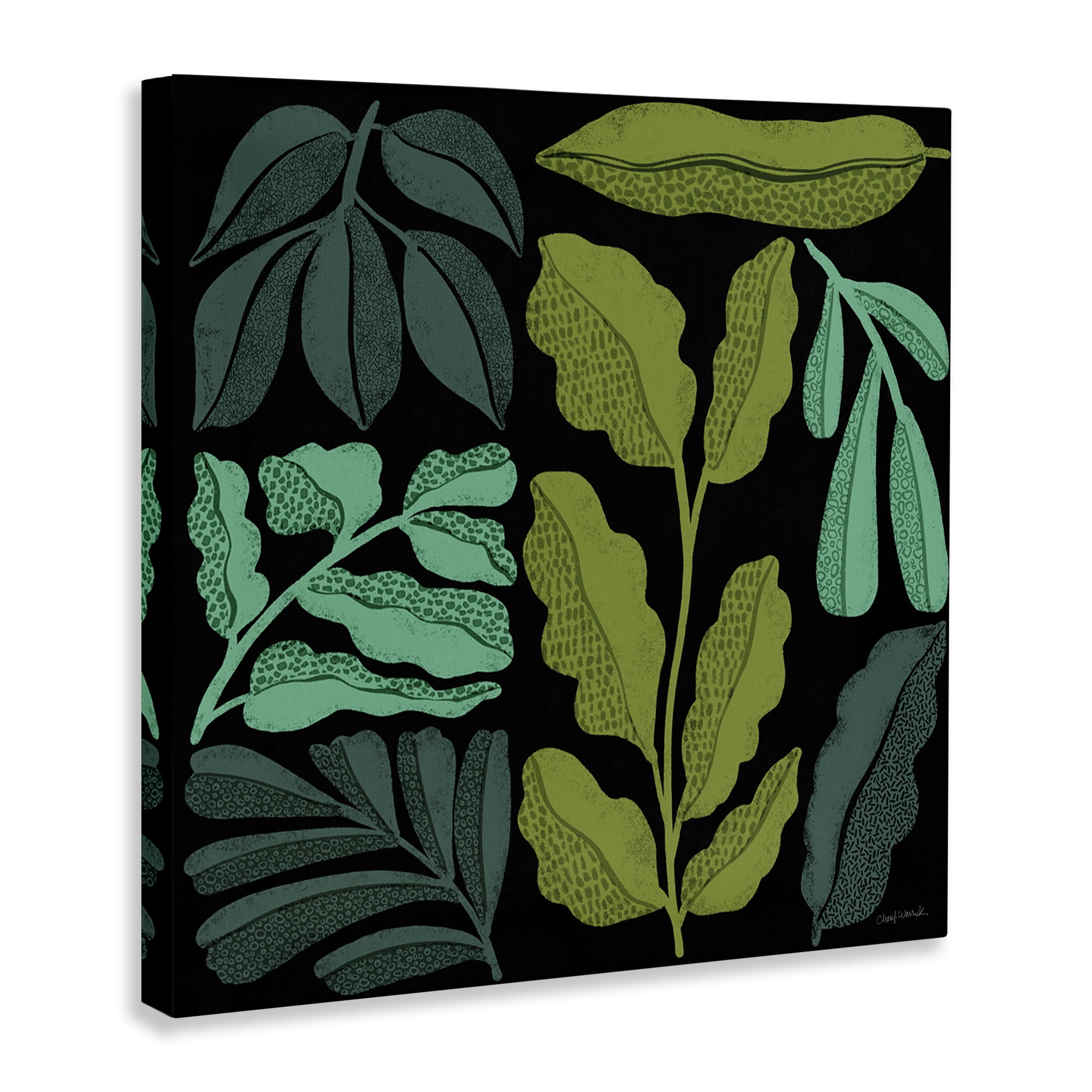 Stupell Industries Plant Sprig Collage Plants & Flowers Painting Wrapped Canvas Art Print Wall Art, 17 x 17