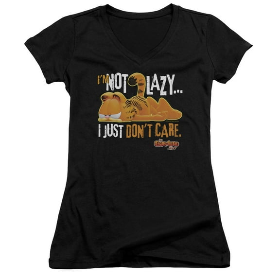 Garfield Not Lazy Junior Women's V-Neck T-Shirt Black