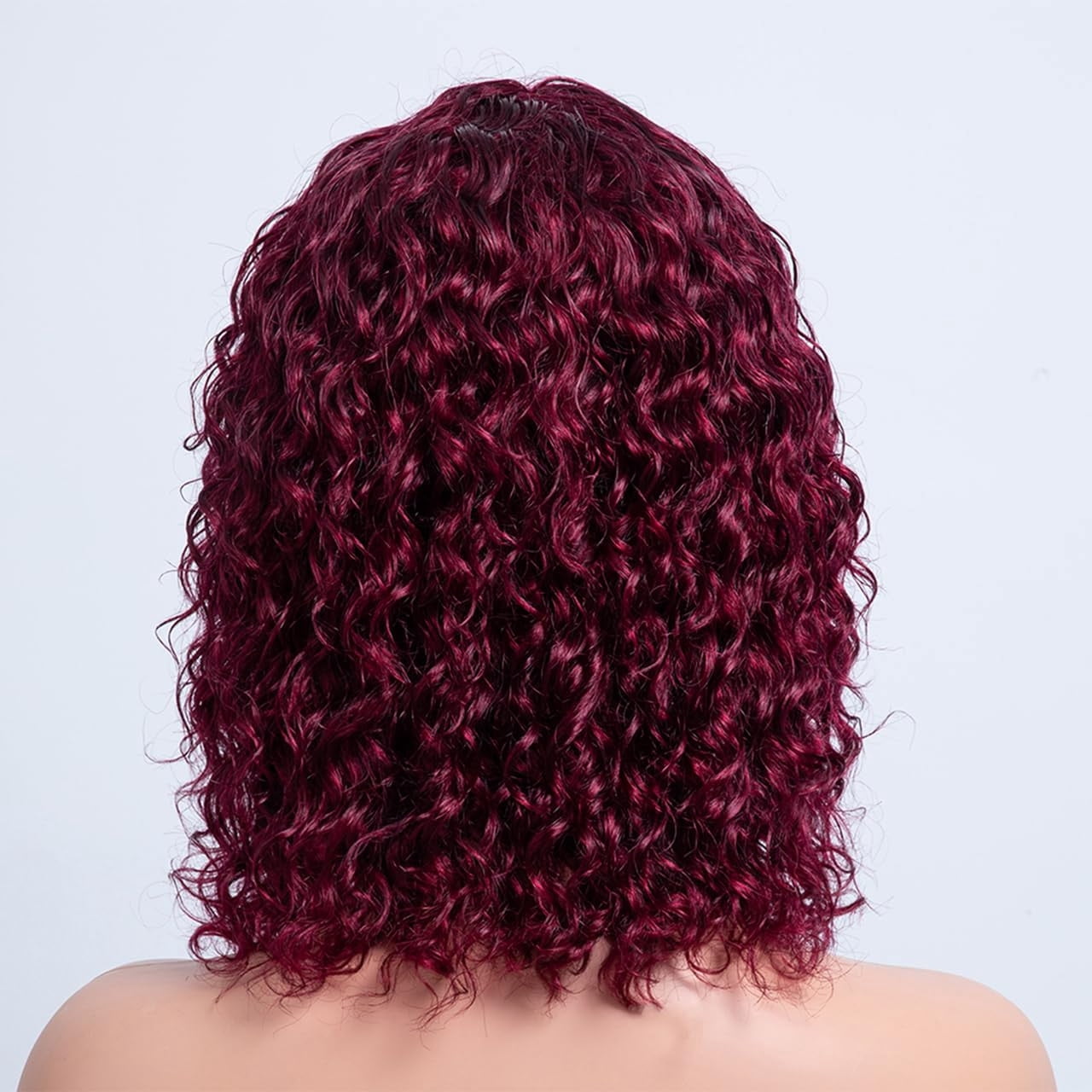 Guoxxzi Curly Bob Wig Human Hair With Bangs for black women Glueless Bob Wig Human Hair short curly wig human hair with bangs, Women's Short Curly Hair With Bangs And Small Curly Hair( Wine Red )
