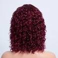 thumbnail image 3 of Mcolor Human Wigs Short Water Wave Wig with Bangs 100% Human Hair Glueless Made for Black Women Wine 12inch, 3 of 5