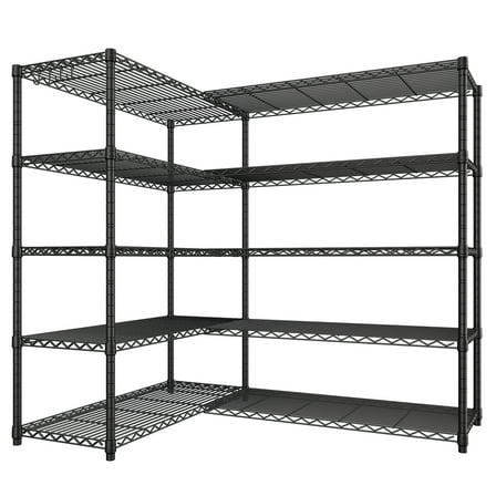 Prilinex 72"W Storage Shelves Load 1750LBS Wire Shelving Unit 5 Tier Garage Shelving Adjustable Metal Shelves Heavy Duty Organizer Rack for Pantry Kitchen, 72"W x 16"D x 76"H