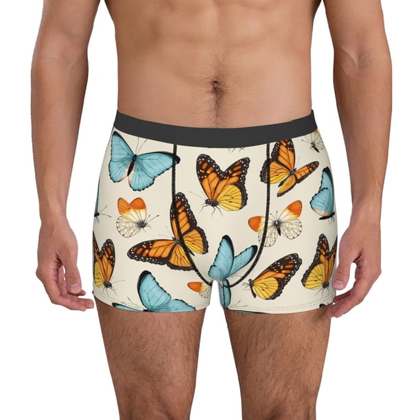 Balery Butterflies Calzoncillos bóxer para hombre, ropa interior de algodón suave y transpirable con cinturilla de nailon-Large