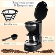 Mixpresso Compact 5-Cup Black Drip Coffee Maker, Small Coffee Maker 25 oz