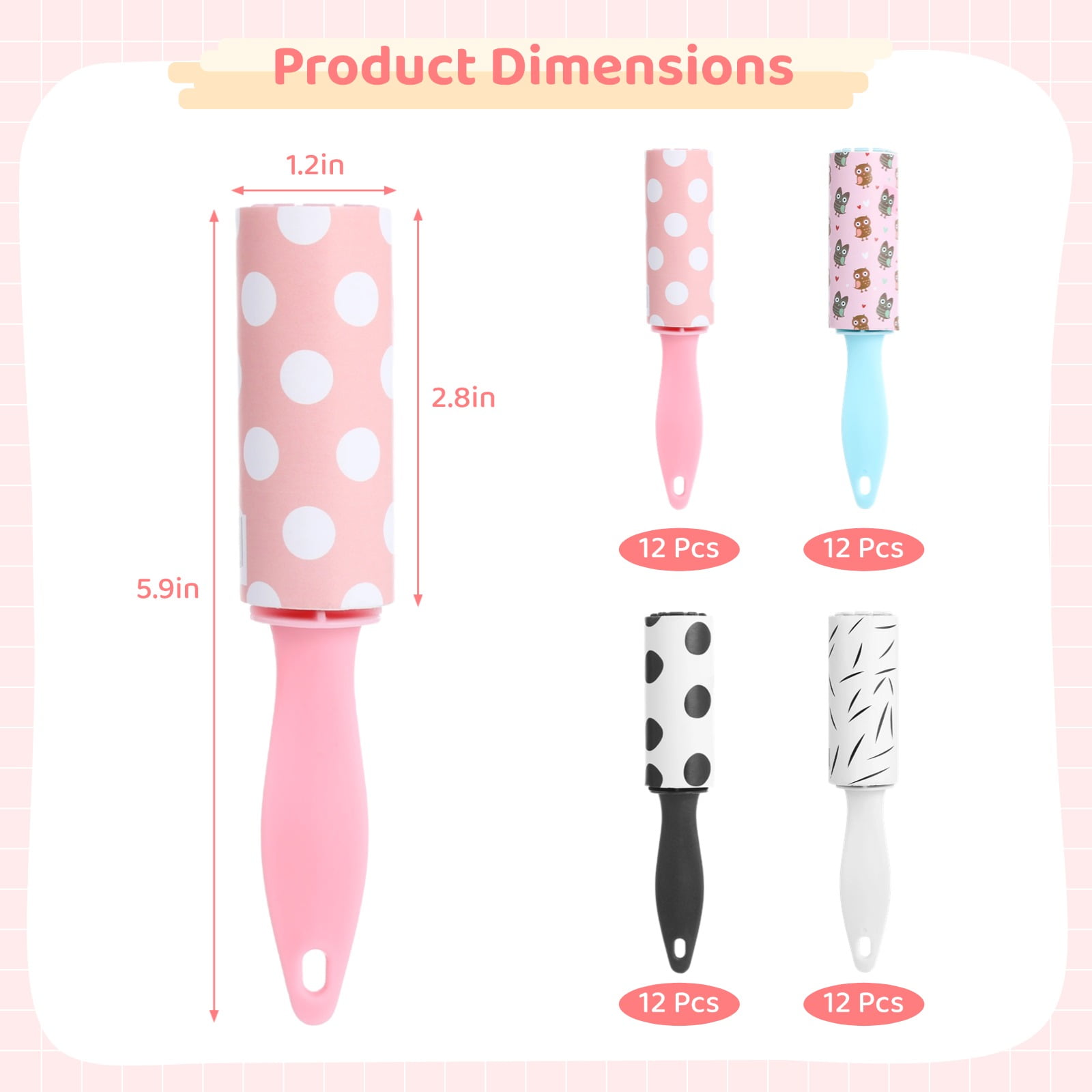 48 Pcs Mini Lint Rollers, Small Lint Removers, Portable Clothes Lint Rollers, Sticky Lint Removing Tools, Travel Size Lint Brushes for Pet Hair, Car Seat, Sofa, Furniture, Bedding