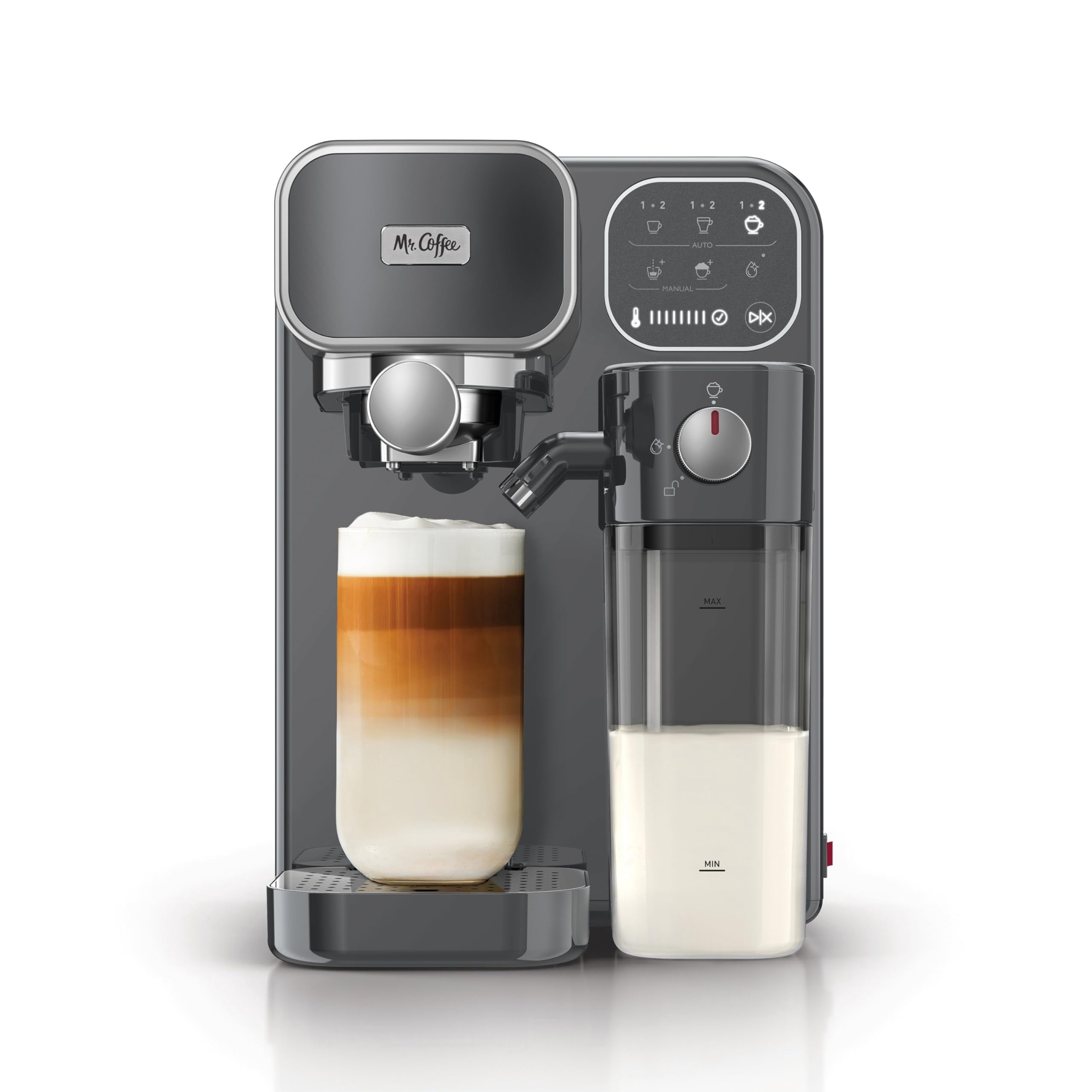 Mr. Coffee, Espresso Latte Cappuccino Maker, 12 Oz, Silver