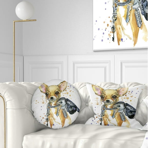 Designart Brown Toy Terrier Dog Watercolor - Abstract Throw Pillow - 12x20