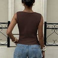 thumbnail image 5 of Husipze Tank Tops for Women Flowy Deep V Neck Women Shirts Elegant Sleeveless Summer Tops for Night Out Coffee XXL, 5 of 6