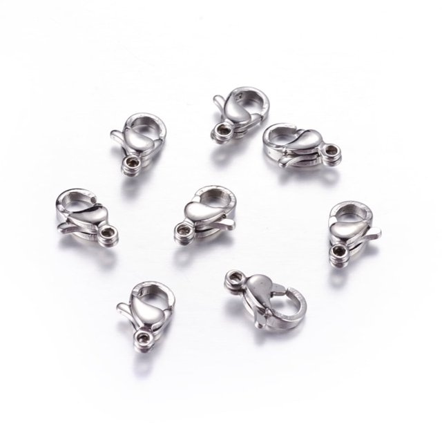HLONK 200 Pcs Pinces à Homard en Acier Inoxydable 304 Résistantes à la Ternissure, Perroquet, Couleur Acier Inoxydable 9x6x3mm Trou 1mm