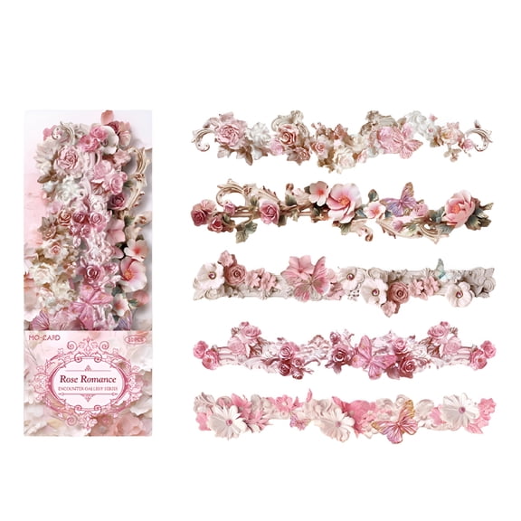 BESTSKY 10Pieces Decorative Border Sticker Flower Sticker for Scrapbooking Journaling