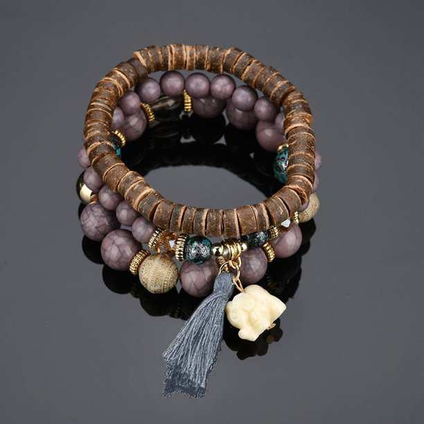 Pulseras para mujer, regalos para mujer, joyas, cuentas, pulseras de cristal para hombre y mujer, brazaletes multicapa, pulsera de cuentas de color caramelo.