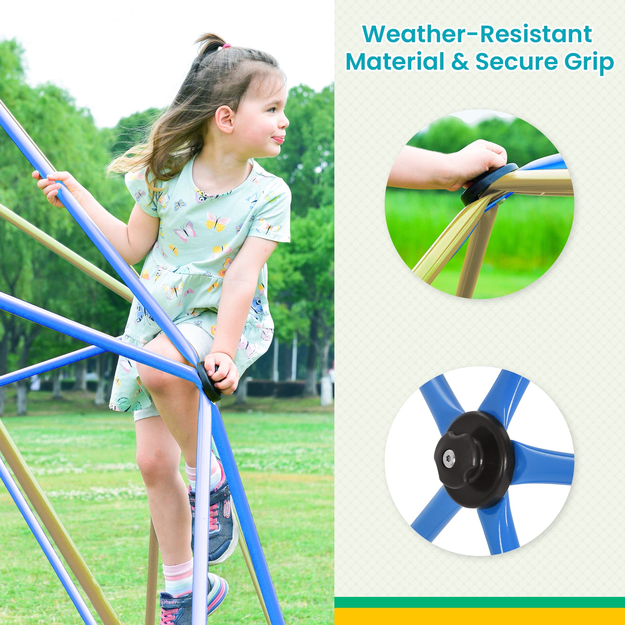 Aukfa 12FT Climbing Dome for Kids Ages 3-10, Climbing Dome Tower, Supports 1000LBS, Coffee