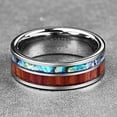 thumbnail image 2 of 8mm Male and Female Wood and Shell Inlay Tungsten Carbide Ring Wedding Band Flat Edge Comfort Fit Size 7-12, 2 of 6