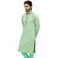 thumbnail image 4 of Atasi Men's Long Cotton Mandarin Collar Green Shirt Ethnic Clothing-Medium, 4 of 7