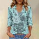 thumbnail image 1 of TaTaai Women 2026 V Neck Printed 3/4 Sleeve T Shirts Casual Loose Blouses Summer Tops Soft Stretchy Polyester Tees Lightweight Holiday Streetwear Gift, 1 of 6