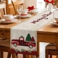 thumbnail image 5 of Red Plaid Christmas Table Runner 60 Inches Long Farmhouse Dress Scarves, Truck Xmas Tree Vintage Winter Dining Tablerunner for Coffee Table/Kitchen Island/Party Décor, 13" x 60", 5 of 8