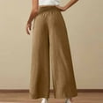 thumbnail image 5 of Lighten Sales of The Day QATAINLAV Womens Loose Fit Wide Leg Linen Pants Solid Casual Elastic Waist Lounge Trousers 2025 Summer Beach Pant with Pockets Khaki M, 5 of 8