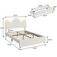 thumbnail image 3 of Yiwa Kids Upholstered Bed Frame, Features LED Lighting, Chic Wavy Headboard, Storage Drawer, and Lamb Fleece Fabric, Solid Wood Slats, No Box Spring Required, 3 of 9