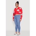 thumbnail image 3 of Womens Plus Size Flower Tufted Knit Cropped Cardigan, 3 of 4