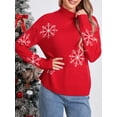 thumbnail image 4 of FAROOT Chandail à Col Roulé de Noël pour Femmes Flocon de Neige Jacquard Tricoté Pulls Automne Hiver, 4 of 9