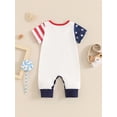 thumbnail image 4 of Bagilaanoe 4th of July Jumpsuit for Newborn Baby Girl Boys Short Sleeve Letter Flag Print One-pieces 3M 6M 12M 18M Infant Independence Day Clothes, 4 of 7