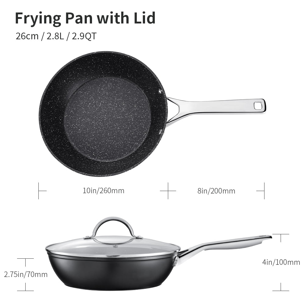 Fadware Nonstick Frying Pan with Lid, Deep Saute Pan 10 Inch for All  Cooktops, Induction Deep Frying Pans with Sturdy Stainless Steel Handle