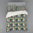 thumbnail image 1 of Flower Duvet Cover Set, Paintbrush Petals with Sketchy Murky Effects Vintage Style Trippy Pattern Print, Bedding Set with Shams and Fitted Sheet, 3 Sizes, by Ambesonne, 1 of 3