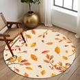 thumbnail image 2 of Round Rug 5Ft Washable Non-Slip, Orange Leaves Fall Circle Area Rugs for Living Room Bedroom, Birds Branches Pine Cones Indoor Floor Mats Carpet Runner for Home Decor Aesthetic, 2 of 8