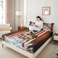thumbnail image 3 of Manfei Bass Fish 4-Piece Full Size Sheets,American Flag Bed Sheets,Vintage Retro Lightweight Sheet Sets,Abstract Bedroom Decorative, 3 of 6
