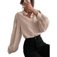 thumbnail image 1 of LUXUR Hauts à Manches Longues pour Femmes Chemises de Travail Amples Kaki TG, 1 of 3