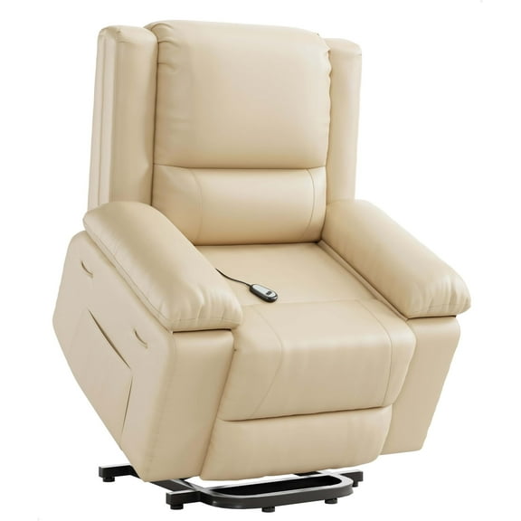 Garvee Power Lift Recliner Chair, Leather, Heat and Massage, Beige
