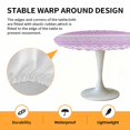 thumbnail image 2 of Elastic Fitted Round Tablecloth, Purple Pink Boho Waterproof Stretch Table Cover for 36"-44" Tables, Vintage Ethnic Tribe Abstract Art Washable Outdoor Tablecloths for Patio, Picnic, Camping, 2 of 9
