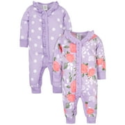 Modern Moments by Gerber Baby Girl Coveralls, 2 Pack (Newborn-12 M)