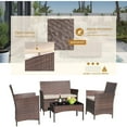 thumbnail image 3 of Lacoo 4 Pieces Outdoor Patio Furniture PE Rattan Wicker Table and Chairs Set Bars with Cushioned Tempered Glass, Beige Cushion, 3 of 8