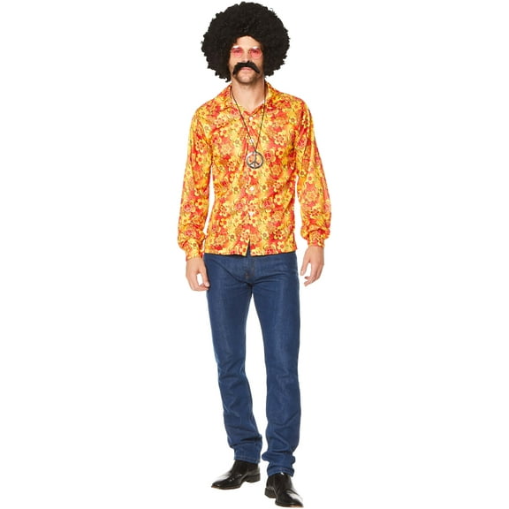 70s Groovy Floral Shirt Men's Costume Large 42-44