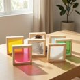 thumbnail image 3 of Juego de 7 bloques de construcción apilables, reconocimiento de colores, geometría, desarrollo sensorial fino 10 cm, 3 of 5