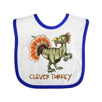Inktastic Clever Turkey Thanksgiving Dinosaur Boys or Girls Baby Bib