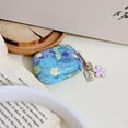 thumbnail image 2 of Compatible with Airpods Pro Case with Floral Keychain,Cute Colorful Retro Oil Painting Flower Pattern Design,Soft TPU Smooth Shockproof Charging Case for AirPod Pro for Girls Women-Blue, 2 of 14