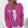 thumbnail image 2 of Women's Cardigan Sweaters Plus Size Heart Graphic Knitted Coats with Pockets Casual Loose Long Sleeve Sweaters Outerwear (Hot Pink L), 2 of 5