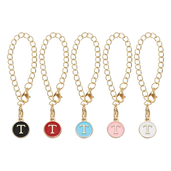 Uxcell 5 Pcs T Letter Charm Accesorios para Vasos con Asa, Negro Blanco Rojo Rosa Azul
