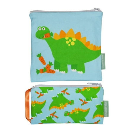 Sage Spoonfuls Snackie & Munchie Set, Reusable Sandwich and Snack Bag, Dinosaur