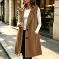 thumbnail image 4 of Xaqiouau Women's Long Sleeveless Trench Coat Lapel Collar Open Front Vest Jacket Casual Button Down Lightweight Duster Waistcoat Outerwear with Pockets, 4 of 6