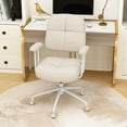 thumbnail image 4 of Costway Home Office Chair Chenille Upholstered Task Chair with Cushioned Back Beige, 4 of 10