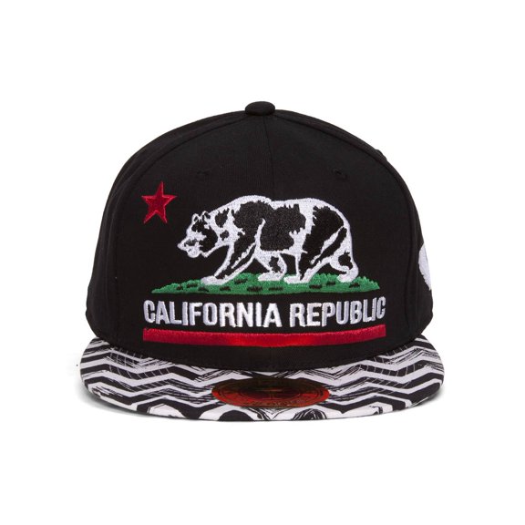 Top Headwear California Republic Flag Snapback - Chevron - Black/White