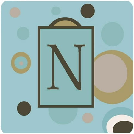 

Monogram - Blue Dots Foam Coasters Initial Letter N Set - 4