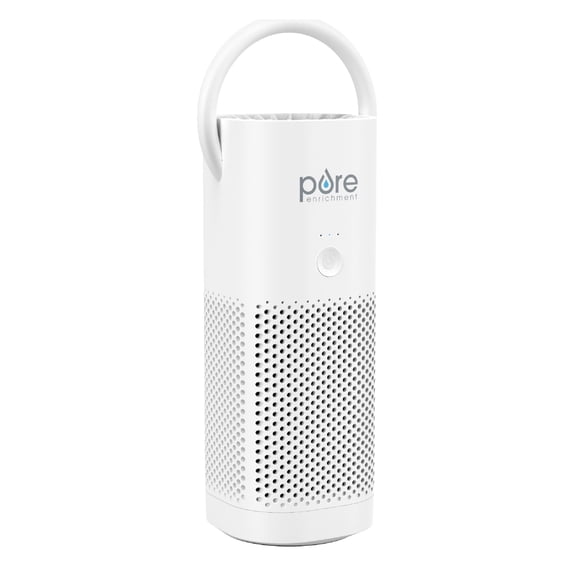Pure Enrichment PureZone Mini Portable Air Purifier - Cordless True HEPA Filter Cleans Air & Eliminates 99.97% of Dust, Odors, & Allergens Close to You - Cars, School, & Office (White)