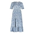 thumbnail image 6 of Fesfesfes Women's Spring Casual Boho Dress Floral Print Ruffle Puff Sleeve Printed High Waist Midi Beach Dresses, 6 of 7